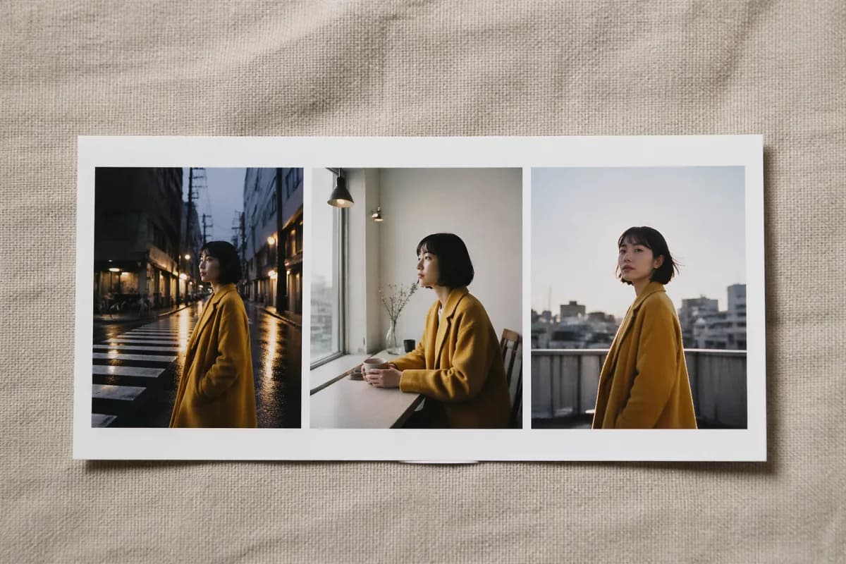 Multi-image contact sheet with consistent characters across scenes by Image 2