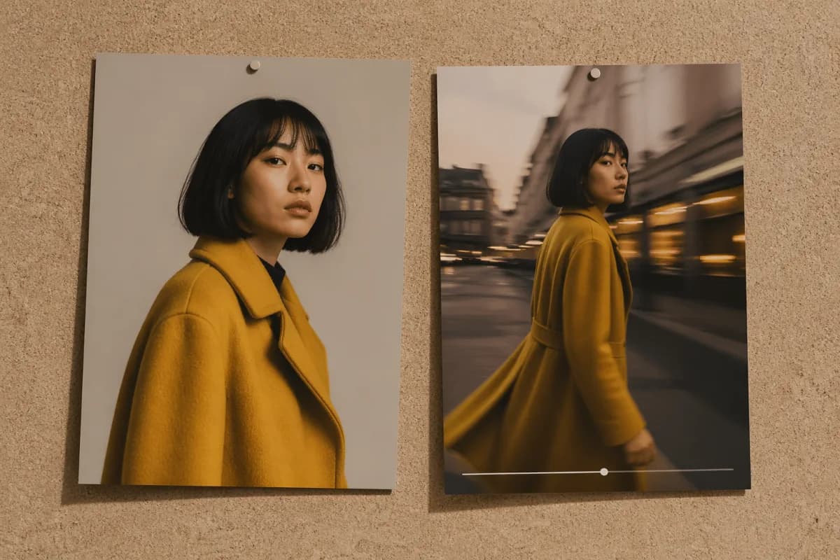 Same character rendered across stills and a motion frame by Image 2